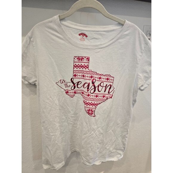 Holiday Time Womens 3X White Texas Christmas T-Shirt Tis The Season Red Graphic - Picture 1 of 3